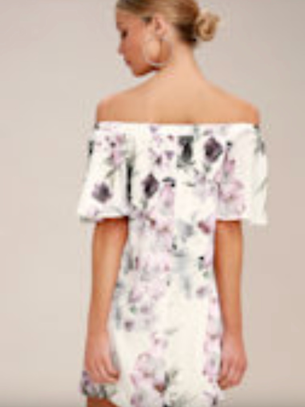 Lulus "Dream of You" Ivory Floral Off-the-Shoulder Dress, Fully Lined | Size XS - Picture 4 of 7